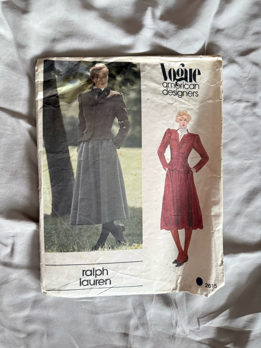 Vintage sewing pattern 1980s Vogue Ralph Lauren 2615 Jacket and Skirt Size 8
